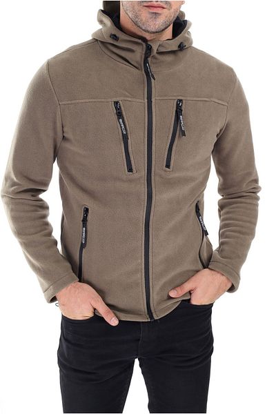 Vio Belle Ανδρικό μπουφάν Fleece Tactical Army με κουκούλα