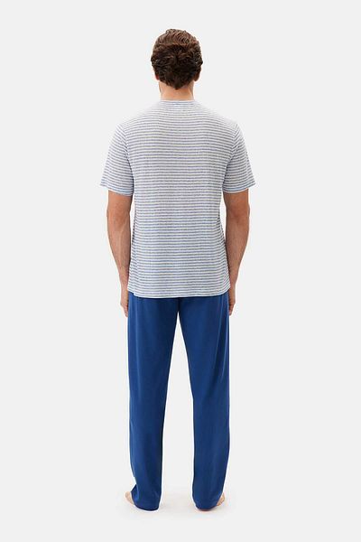 Dagi Blaues Kurzarm-Pyjama-Set mit halber Knopfleiste