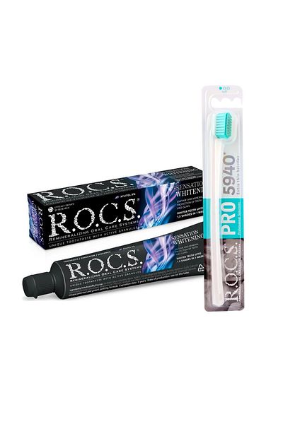 R.O.C.S. Rocs Pro 5940 Ultrasoft Toothbrush - Brightness and White Paste