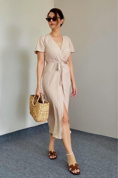 Ritnice Γυναικείο Μίντι Φόρεμα Helen Camel