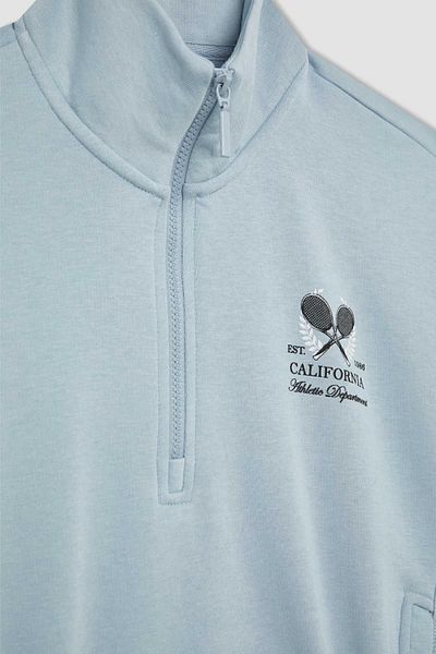 DeFacto Übergroßes bedrucktes Sport-Sweatshirt – Stehkragen und Reißverschlussdetail B4598ax24sp