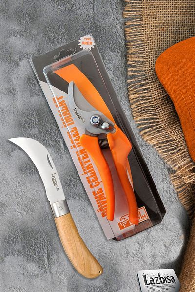 LAZBİSA Lz-K7 Pruning Scissors - Vineyard and Vaccine Knife Set of 2