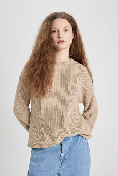 DeFacto Regular Fit Crew Neck Thessaloniki Fabric Basic Plain Knitwear Sweater H6905Az24Wn