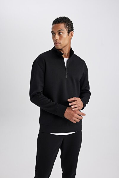 DeFacto Skuba Diving Fabric mikina se stojáčkem na zip - standardní střih