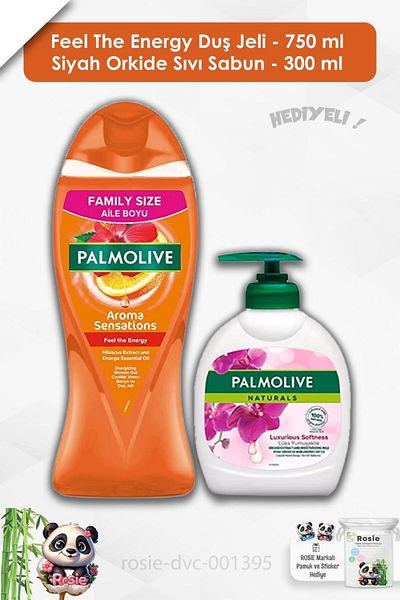 Palmolive Shower Gel Feel the Energy 750 Ml, Black Orchid Liquid Soap 300 ml and Rosie
