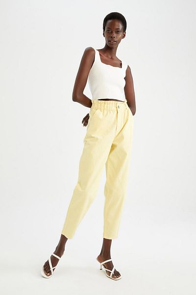 DeFacto Gabardine Pants with High Waist Pockets - Basic Straight Standard Leg S2790Az22Sp