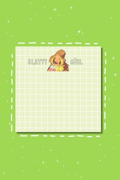 PastelSanat Winx Club Flora Slay Girl Not Kağıdı Notepad Bloknot Not Defteri