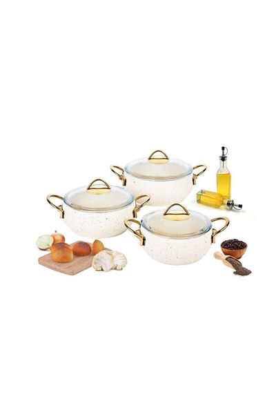 Özkent Granite Hot Pot Gold Handle 3-Piece Pot Set