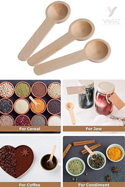 Yayke Mini Ahşap Kaşık Baharat Tuz Kaşık Baharat Reçeli Kahve Çeşni Bal Çayla...