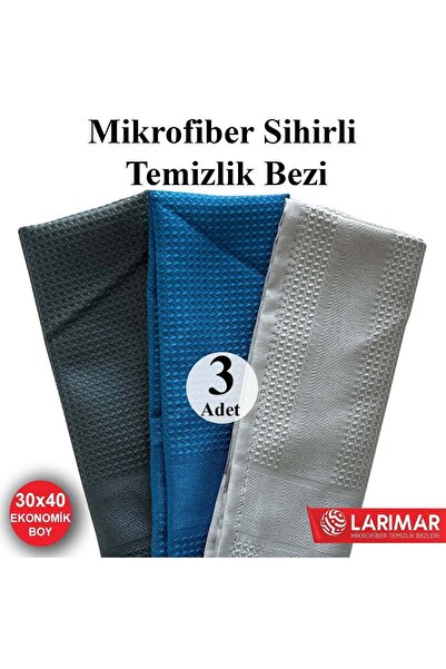 Larimar 3 Adet Sihirli Mikrofiber Temizlik Bezi 30*40cm Ekonomik Boy Genel Te...