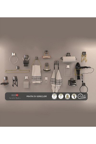 decorev Black Toilet Paper Holder Without Lid, Modern Bathroom Accessory, Strong Adhesive Black Hanger