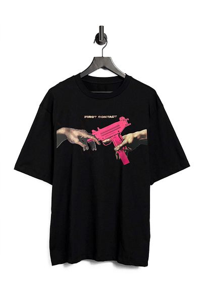 Ghedto Tricou oversize unisex First Contact Uzi negru