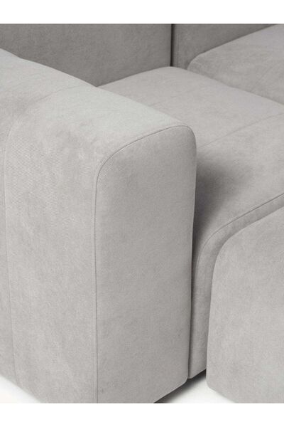 S Home Design Concept Pietro 3 Modül Köşe (2 MODÜL VE PUF TAKIM), Yönsüz Kadife, Gri