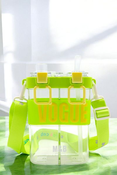 M&B WATER BOTTLE 900 ml Vogue Water Bottle - Children's Water Bottle with Double Compartments, Straw and Neck Strap