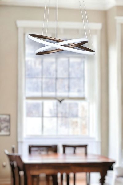 Fer Avize Axes Brown Modern Design Chandelier - Bedroom, Living Room, Children's Room, Kitchen White Led Set of 2