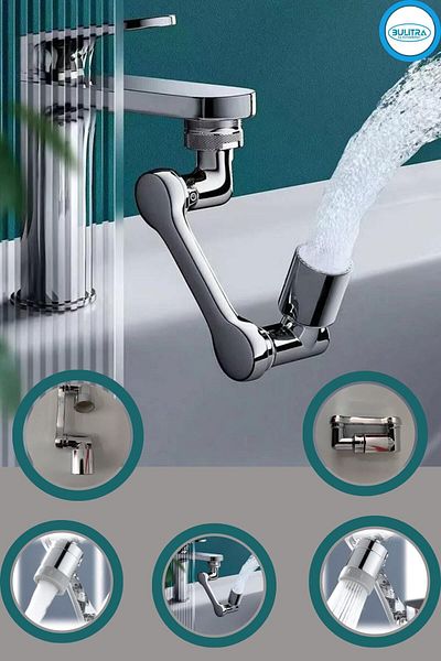 BULİTRA Su Armatürleri 1080 Degree Robotic Arm Faucet Head - Tap Extension Apparatus Tip