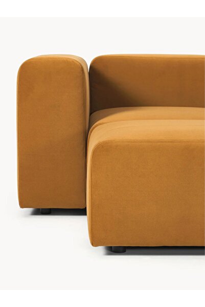 S Home Design Concept Pietro 3 Modül Köşe (2 MODÜL VE PUF TAKIM), Yönsüz Kadife, Hardal