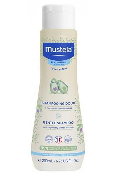 Mustela شامبو للأطفال والرضع بخلاصة البابونج، يحتوي على محتوى طبيعي 95%، لا يسبب اللدغة، ويسهل التمشيط، 200 مل