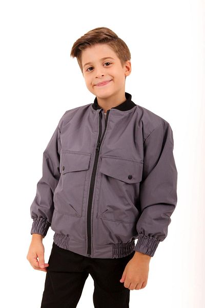 Perendi Boy's Anthracite Bomber Jacket - Large Pocket Detailed