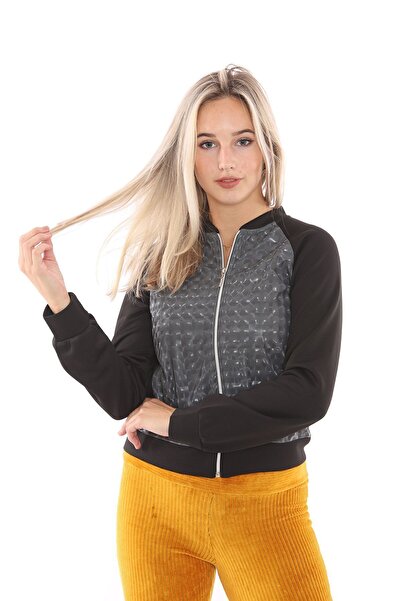 Sense Сірий шкіряний куртка на блискавці - Mnt31789