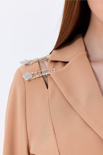 Sense Astarlı İğne Detaylı Ottoban Ceket | Ckt34752 Camel