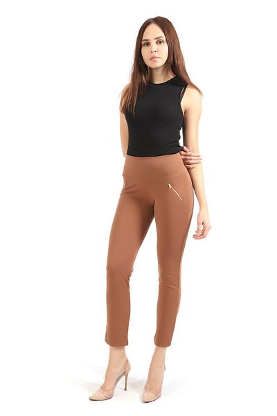 Sense Pantaloni gemeni din crepon cu buzunare metalice cu fermoar |   Pnt32348 K. Nurcă