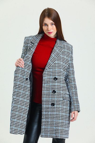 Sense Palton căptușit cu 6 nasturi |   Kbn34605 Black Saks Picioare de gâscă