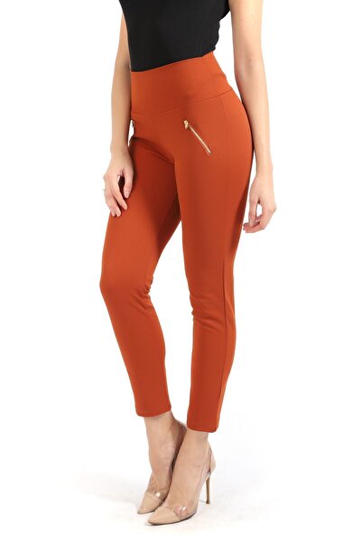 Sense Декоративні металеві блискавки з кишенями, штани з подвійним крепом | Pnt32348 Кереміт