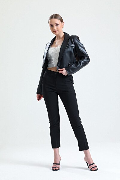 Sense Κοντό μπουφάν από συνθετικό δέρμα με επένδυση | Ckt34324 Μαύρο