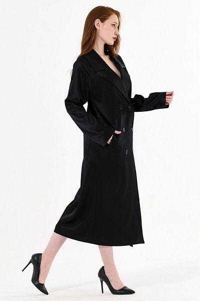 Sense Black Satin Top Coat - Lined Inside, PRD35583