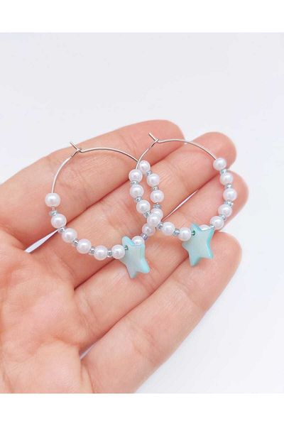REN AKSESUAR Blue Pearl Earrings