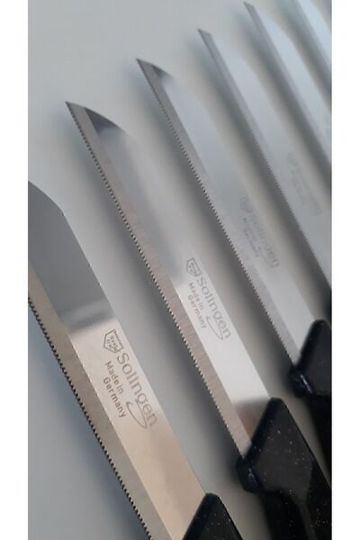 Solingen 6 Simli Siyah Meyve Bıçağı, Düz Soyacak Ve Mikro Tırtıklı Doğrama Bıçağı Seti
