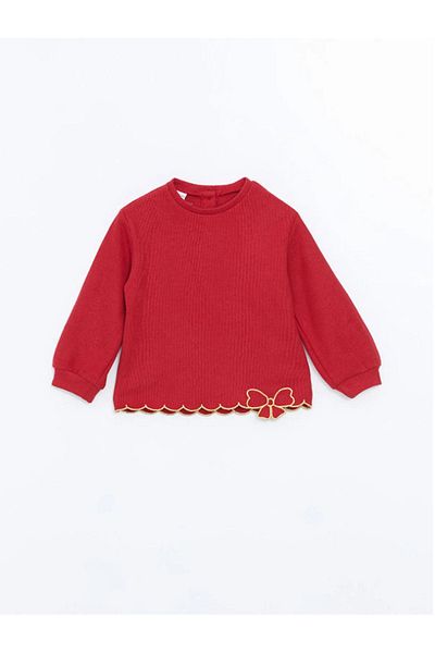 LC Waikiki Lcw Baby Red Baby Girl Sweatshirt and Leggings Pants - Crew Neck 2-Piece Set