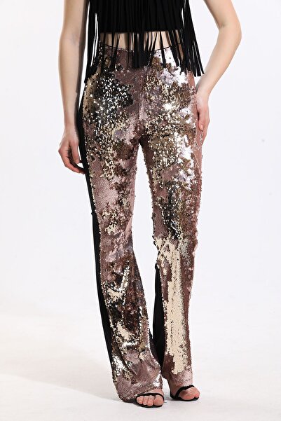 Sense Evening Dress Sequin Trousers| Pnt34174 Powder Gold