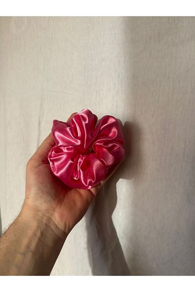 odaburada Pink Women's Satin Hair Bagel Rubber Buckle