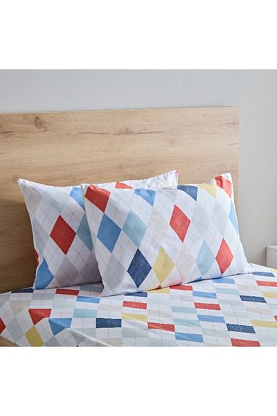 Home Box Nora 2-Piece Plaid Reversible Pillow Cover Set - 50x75 cm