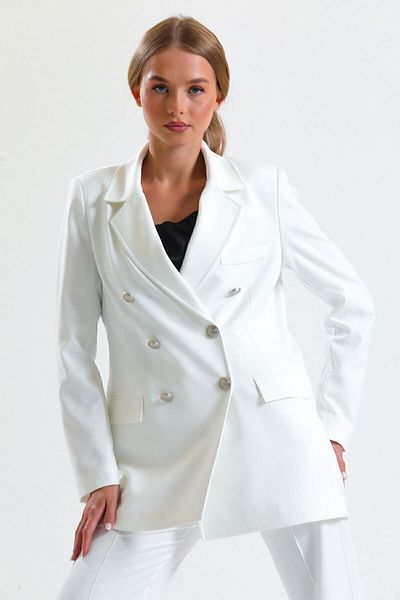 Sense Bunda Hürrem Fabric Oversize Blazer s vnitřní podšívkou |   Ckt34236 Ecru