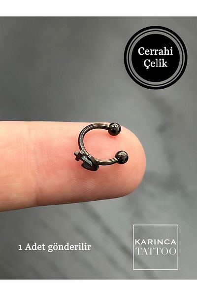 Karınca Piercing Sailor Sailor Anchor - Snake Bites Helix Ear, Half Ring Black Piercing