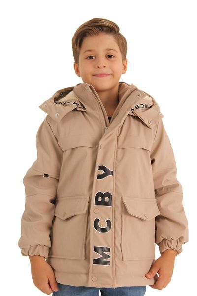 Perendi Boy's Beige Filling Coat - Αδιάβροχο