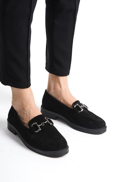 GNS Shoes Черни обувки от естествена кожа - с капси