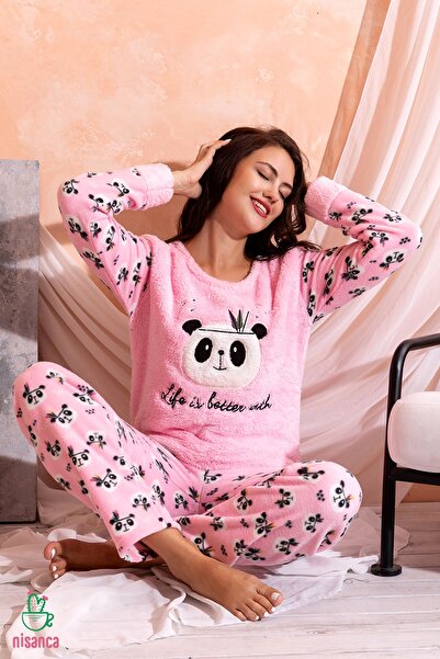 nisaNCa Χειμερινό Γυναικείο Σετ Πιτζάμες Welsoft Fleece - Πρωτοχρονιάτικες Πυτζάμες