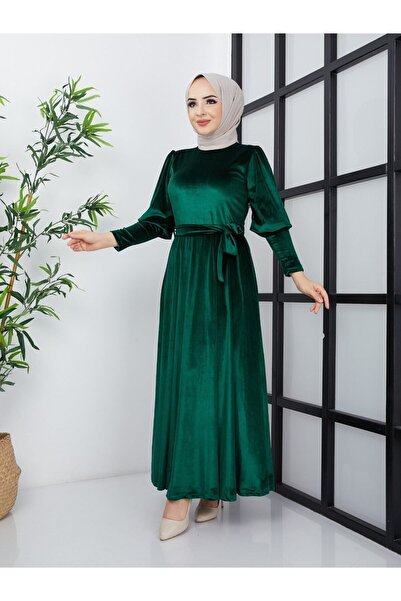 ECK MODA فستان نسائي من القماش المخملي