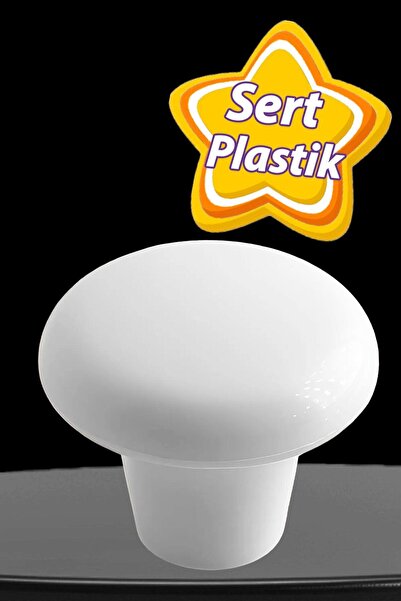 GLASWEN Sert Plastik Mantar Düğme Kulp Beyaz Dolap Mobilya Mutfak Dolabı Çekmece Kapak Kulpu Kulbu