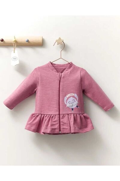 Esterella kız bebek 2 iplik hırka/ fermuarlı eteği büzgülü kız hırka/ kız beb...