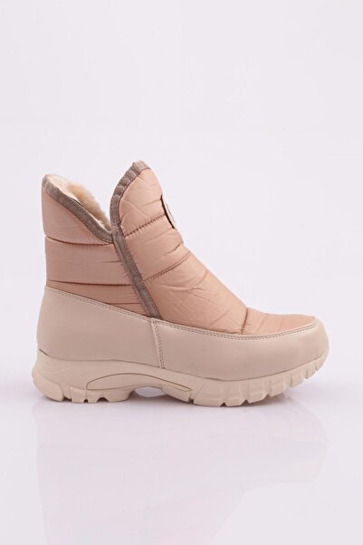 DGN Women's Sheepskin Zippered Boots Nude 21633224