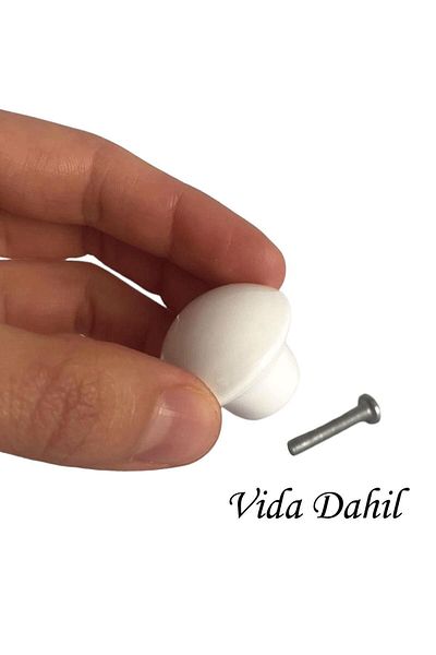 GLASWEN 15Pcs White Mushroom Button Handle Furniture Drawer Cabinet Door Handle Metal Handle Accessories with Screw