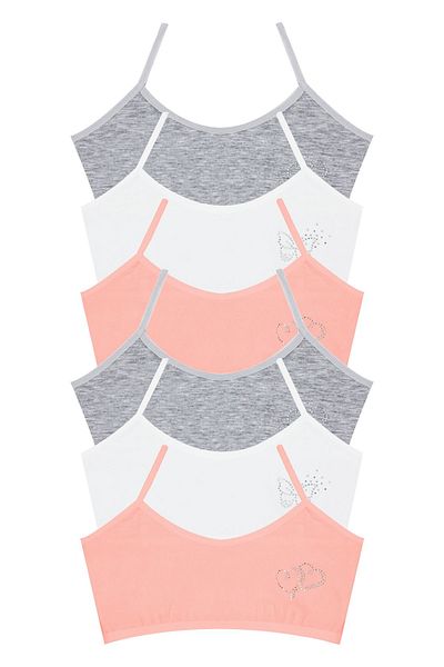 Öts 6-Piece Colorful Stone Printed Cotton Lycra Half Tank Bra for Girls