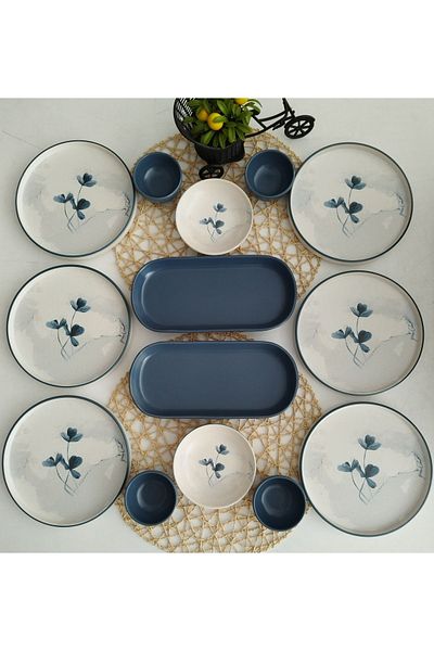 Keramika 19863 Model 6 Person 14 Piece Breakfast Set