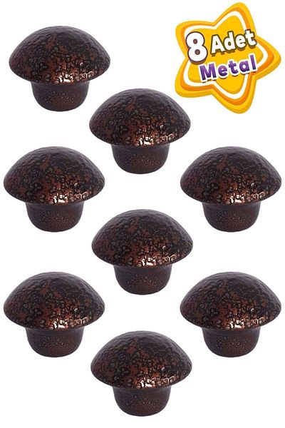 GLASWEN 8Pcs Copper Mushroom Button Handle Furniture Drawer Cabinet Door Handle Metal Handle Accessories with Screw