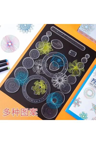 Generic 22 Adet 3 Boyutlu Çizim Şablonları Spiral Spirograph Geometrik Cetvel Seti Çocuk Zeka Eğitim Oyuncak